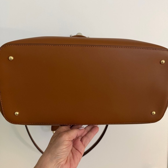 Lauren Ralph Lauren Dryden Marcy Large Satchel Cognac Leather Dust Bag - Picture 10 of 13